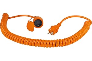 as - Schwabe – Schwabe Baustellen-Spiralleitung – Robuste Schutzkontakt-Spiralleitung, dehnbar von 1 m bis 5 m – Mit Schutzko