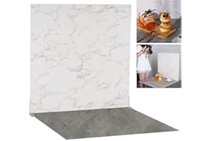 Selens Zestaw do fotografii żywnościowej, 60 x 60 cm, tła szare, cement, biały, marmur, tekstura, płaski, pionowy blat stołu, tło do jedzenia, biżuterii, kosmetyków, małych rekwizytów