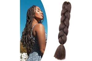 ‎GAIRYAN Gairyan Jumbo Braids Extension Kunsthaar zum einflechten 1 Stück Braiding Haarverlängerungen 60cm Ombre Synthetik Haar Zöpfe Afro Hair für Box/Crochet Braids (Mittelbraun)