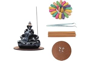 XUDREZ Bruciatore di incenso a riflusso con 120 coni di incenso a cascata, in ceramica per decorazione domestica