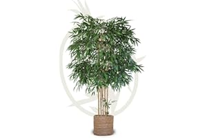 Maia Shop Plantas Artificiales Decorativas - Bambú Artificial 190 cm con Tronco Natural, Planta Artificial Grande, Decoración de Hogar, Arbol Artificial