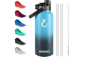 Opard Edelstahl Trinkflasche, 1L Vakuum Doppelwandisolierung Auslaufsicher Thermoskanne, BPA-Frei Wasserflasche, Kohlensäure Thermosflasche für Kinder, Sprudel, Sport, Uni, Schule, FitnessTt