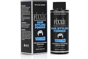 FIXXIE, FIXXIE Hair Styling Powder, Hair Volume Powder, Natural Matte Look Hair Powder, Texturising, Volumising Mens Hair Fibres Product (20 Gram Bottle, Strong Hold Styling Powder)