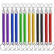 Ndzefan 8pcs Elastic Spiral Key Ring Set - Retractable Keychain In 8 Colors With Clip - View #9
