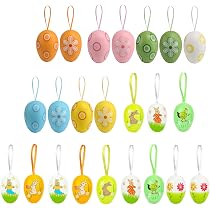 24 œufs De Pâques En Plastique Suspendus - Déco Colorée Pour Intérieur Ou Extérieur - Idéal Pour Arbre De Pâques Ou Chasse Aux œufs - Cadeau Enfant