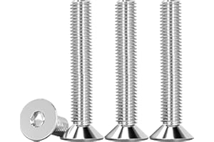 Drenky M6 X 35mm Stainless Steel Screws, M6 Bolts Countersunk Bolts 25 Pcs Hex Screws DIN 7991 / ISO 10642 Rustproof Machine Screws Hex Socket Countersunk Bolts, Fully Thread