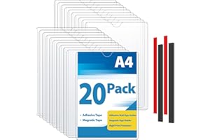 VAIIGO Magnetischer Schildhalter A4 Wandschildhalter 20Pack, Hartplastik Türschildhalter Magnetischer Rahmen mit Magnetbändern und Klebebändern