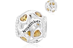 Symretie Pendentif Pierre de Naissance en Argent 925 pour Femme, Compatible avec les Bracelets et Colliers Style Pandora et Européen. Convient aux Femmes et aux Filles.MON64