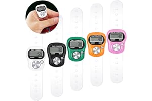 Fiada 5 Stück Digitaler Fingerzähler Mini Elektronischer Reihenzähler Kunststoff LED Finger Klicker Manueller Handheld Tally Zähler für Muslimische Sport Golf Schlagzähler