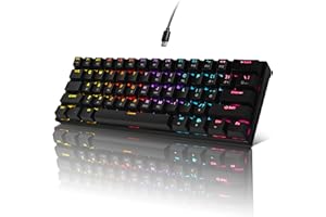 Bangsanth Mechanical Keyboard, 60% Mechanical Gaming Keyboard with Red Switches and Dynamic 19-Mode Backlight - Plug and Play, 61-Key, Anti-Ghosting, for PC, Windows, Mac, Gamer, Office, Typists