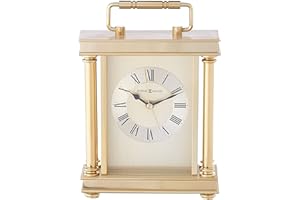 Howard Miller Orologio da tavolo Audra 645-584 - Finiture in ottone spazzolato e lucido, maniglia decorativa, accenti neri