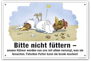 QDWQ-US Comic-Schilder.de Hühner bitte nicht füttern · Aluschild