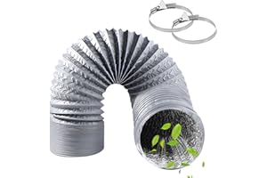 ZIGefofo 100mm 3 m Condotti Tubo di Ventilazione Flessibile in Alluminio PVC con 2 Fascette Stringitubo in Acciaio per Aria Condizionata, Asciugatrice, Cappa Aspirante, Ventilatore di Scarico