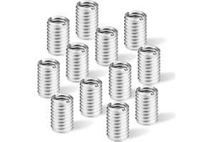 Ezitruz Pack of 12 Thread Insert M10 to M12, 15 mm Threaded Sleeve, Thread Adapter, Silver Threaded Bushing, Stainless Steel Screw Nut for Automotive, Mechanical