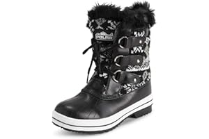 POLAR Damskie śniegowce, nylonowe, krótkie, zimowe, śniegowe, przeciwdeszczowe, ciepłe, wodoodporne, buty ze sztucznego futra