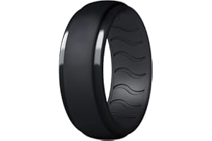 Dookeh Atmungsaktiver Herren-Ehering aus Silikon, Gummi-Ringe für Männer, schwarz-blau, Camouflage-Verlobungsband, ideal für Workout, 1–4–7 Stück