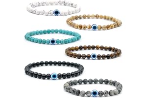 Lameybrt Natürlicher Achat Böses Auge Armband für Herren, Schutzarmband