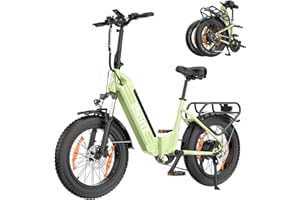 ‎ESKUTE ESKUTE E Bike Star, Klapprad Elektrofahrrad mit 20 Zoll Fat Tire, 36V 25Ah Batterie, Aluminium-Leichtbau, Reichweite bis zu 120 km, 7 Gang Getriebe Ebike Herren Damen für MTB, Strand & Schnee
