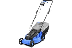 KANWOD RELY ON QUALITY Kanwod Tondeuse à Gazon électrique 1200 W, Largeur de Coupe 34 cm, bac de ramassage 30 litres, Hauteur de Coupe réglable sur 3 Niveaux de 30 à 70 cm, 3400 TR/Min