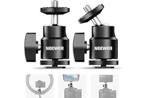 Neewer Mini Ball Head with Cold Shoe & 1/4” Screw, 2 Pack, 360° Swivel 90° Tilt Ballhead Camera Mount Hot Shoe Adapter for Camera, Camcorder, Smartphone, LED Video Light, Microphone, Ring Light, ST17