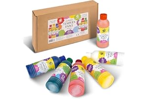 TBC THE BEST CRAFTS TBC Set di Colori a Tempera Pittura Lavabile per Bambino Sicuro Non Tossico Pitture per Poster 6 Colori per Progetti Artigianali, Pittura su Spugna, con le Dita per Bambini Piccoli Arte Fai da Te