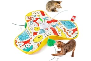 Potaroma Interactive Cat Toy with Automatic Spring - Rechargeable, Touch Activated with Mouse Sounds, Ideal Motion Toy for Active Domestic Cats Graffiti Case