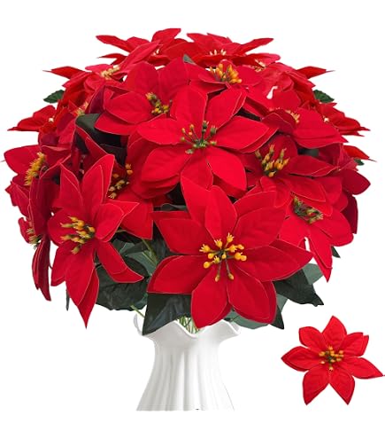 Amazon.de: Seidenblumen Ro Weihnachtsstern 36cm rot im Topf LM knstliche  Blumen Kunstpflanzen Kunstblumen Poinsettie