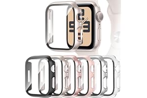 PWJCLT [6 Pack] Hard Case Compatible for Apple Watch SE 3(2025)/2nd Gen Series 6/5/4 40mm with Tempered Glass Screen Protector, Ultra-Thin Shockproof Overall Protective Cover for iWatch