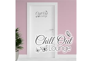 YABADUU Decorative Sticker Chill Out Lounge 26.5 x 16.5 cm for Teenager's Room Bedroom Children's Room Door Sticker Wall Sticker Self-Adhesive Y072 (Black)