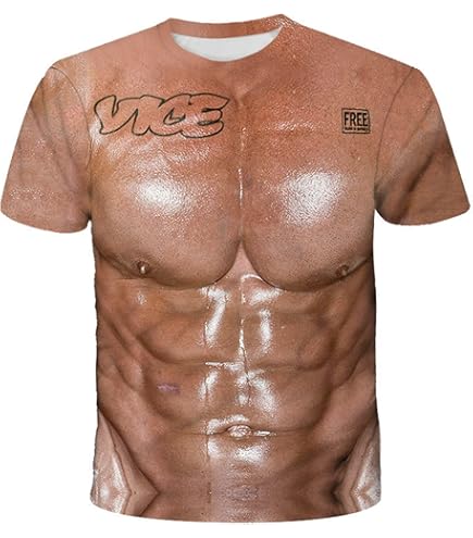 2026 - T-shirt à Manches Courtes Muscle Pour Hommes Impression 3D Décontracté Drôle Haut Fantaisie Motif T-shirt Manches Courtes T-shirt Ventre Nu, Vert, XS