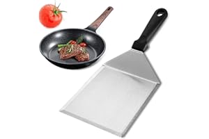 SUWIWKKOA Large Metal Spatula 13.5x15cm with Cutting Edges, Grill Spatula Metal Scraper Flip Freely, Heavy Duty Wide Barbecue Spatula, Flat Stainless Steel Spatula Barbecue Turner for BBQ Grill Flat Top Griddle