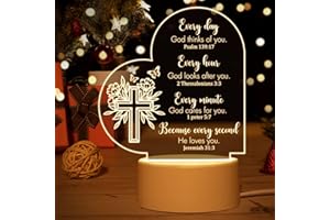 VETBUOSA Christian Gifts for Women, Acrylic Night Light Baptism Gifts for Women, Religious Gifts for Women, Catholic Gifts Inspirational Gifts for Women Men Friends Teacher, Christian Gift with Bible Verse