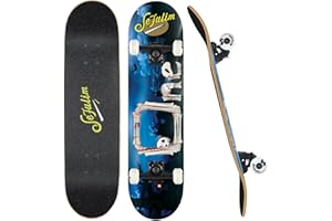 Sefulim 31 x 8 Pulgadas monopatín Conjunto Completo de 7 Plantas Arce Canadiense Doble Patera Crucero Cóncavo monopatín acrobático niño niña Adolescente Adulto Principiante