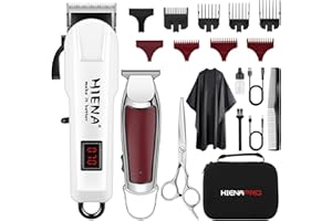 HIENA PRO Set di Tagliacapelli Uomo Professionale, Elettrico Tagliacapelli Uomo e Tagliabordi Kit, Ricaricabile Macchinetta Taglio Capelli Uomo Con Display Intelligente a LCD