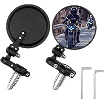 Rétroviseurs Moto Hossom - Paire Ronde - Pour Guidon 7/8" - Réglage Multi-angle - Sécurité Renforcée