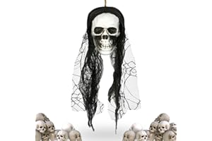 EKKONG Halloween Decorazioni Horror, Scheletro Fantasma Animato, Appeso Scheletro Volante Fantasma per Halloween, Feste, Cortile, Decorazione per la Casa (Teschio Appeso)
