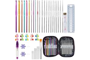 PRZRAO 57Pcs Kits Agujas Crochet, Juego Agujas Ganchillo de Aluminio, 2 mm-6.5mm Kit de Ganchillo de Punto de Lana, 21 Tamaños Ganchos Ganchillo, para Principiantes, Ocio, Creativos para Mujer