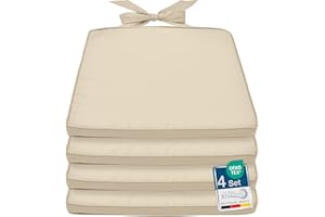 Beautissu Juego de 4 cojines para sillas de comedor, cojín de 45 x 40 x 5 cm con funda lavable y cremallera, para patio, cocina y muebles de jardín