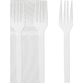 Pack of 100 Reusable Heavy Duty Forks, White Reusable Forks for Birthdays, Picnics, Parties, Buffets, Weddings, Catering, Bar