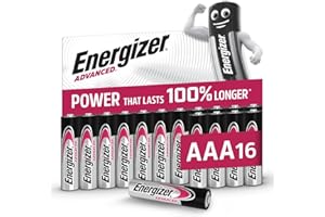 Energizer Advanced - AAA Batteries (16 Pack) - Triple A Battery 1.5V - Up To 100% Longer Lasting - Ideal for High-Drain Devices - 0% Plastic Packaging - 10 Year Shelf Life [Amazon Exclusive] - 1