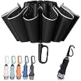 TUMAAOTU Compact Inverted Umbrella with Never Forget Carabiner Handle - Travel Umbrella Windproof Strong, Automatic Umbrellas for wind rain, Auto Open Close, 10 Rib Durable Frame for Women Men