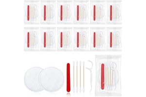 LLHQAMT Hotel Vanity Set, Hotel Supplies Toiletries Individually Wrapped, Hotel Vanity Kit with Cotton Pads, Cotton Buds, Floss and Nail File (Pack of 30)