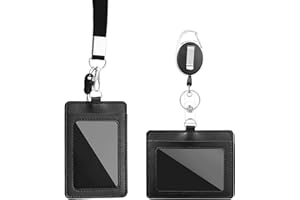 AUXSOUL 2 Pezzi Badge e Portabadge Porta Badge Retrattile Porta Badge da Collo Badge Holder Portabadge Collo Infermiere ID Badge Tesserino Porta Badge Permesso Di Lavoro, Mostra, Studenti, Personale