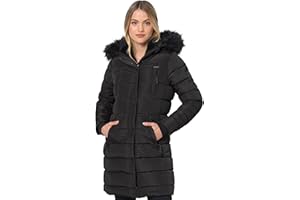 Navahoo Winterjacke Damen - Wasserabweisend, Warm, Kapuze, Winddicht - Wintermantel Lang, Mantel Frauen, Teddyfell gefüttert - Stehkragen, 7 Taschen, verlängerter Zipper
