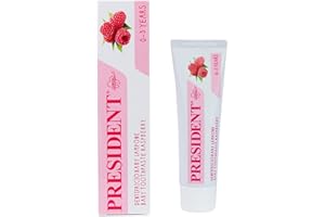 President DENTIFRICIO BABY PER BAMBINI DA 0 A 3 ANNI. Gusto Lampone, Senza Fluoro, parabeni, SLS, allergeni e PEG per far crescere i primi denti in modo sano, proteggendoli dalla carie - RDA 20-30ml