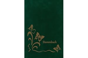 FOXCUP Stammbuch Theo, dunkelgrün, Velours, Prägung Schmetterlinge in Gold, Stammbuchformat