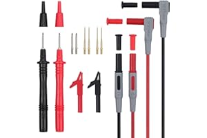 Multimeter Test Leads Kit, AMTOVL Electric Multimeter Test Cable with Alligator Clips, Test Probe, Spring Grip, Banana Plug - Voltmeter Cable for Voltage Circuit Tester (12 PCS)