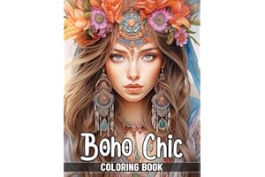 Boho Chic Coloring Book: Color the Hippie Girls with Bohemian Fashion Vibes | Grayscale Portraits Coloring Books (Feminine Elegance Across Cultures: A Timeless Portrait Coloring Books)
