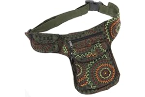 GURU-SHOP GURU SHOP Stoff Sidebag & Gürteltasche, Goa Gürteltasche - Olive, Herren/Damen, Baumwolle, 27x20 cm, Festival- Bauchtasche Hippie