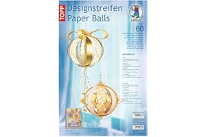 Ursus 23530099 - Designstreifen Paper Balls Madeleine, Material für bis zu 8 Paper Balls, Durchmesser ca. 10 cm, 60 Streifen mit Zubehör, ideal zum Basteln von individuellen Weihnachtskugeln